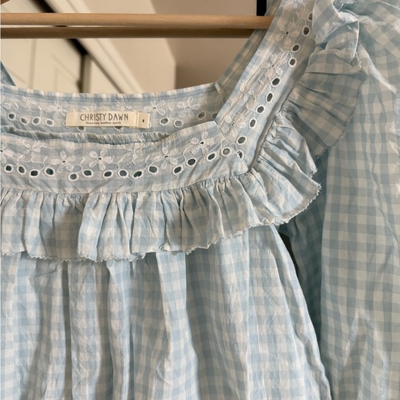 Christy Dawn Light Blue Gingham Blouse - Picture 2 of 4